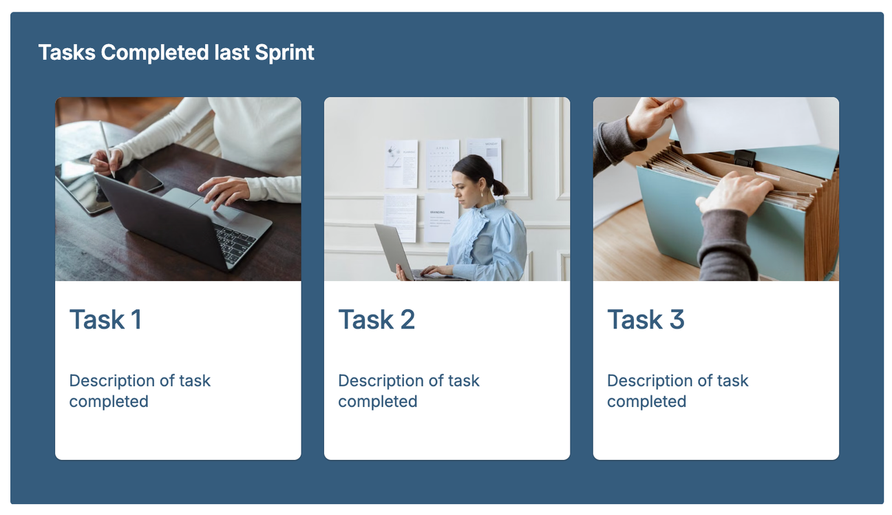 The recap section of the Sprint Plan Template for Confluence showing previous achievements
