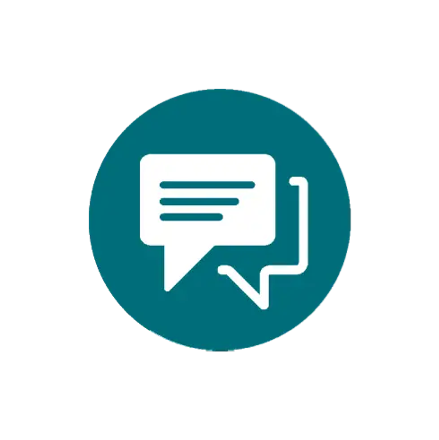 The Threaded Comments for Trello icon, two overlapping speech bubbles in a teal circle