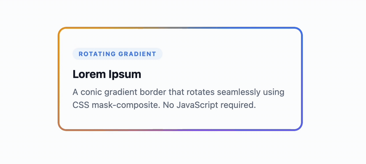 The rotating gradient border card, made with the HTML macro in Confluence.