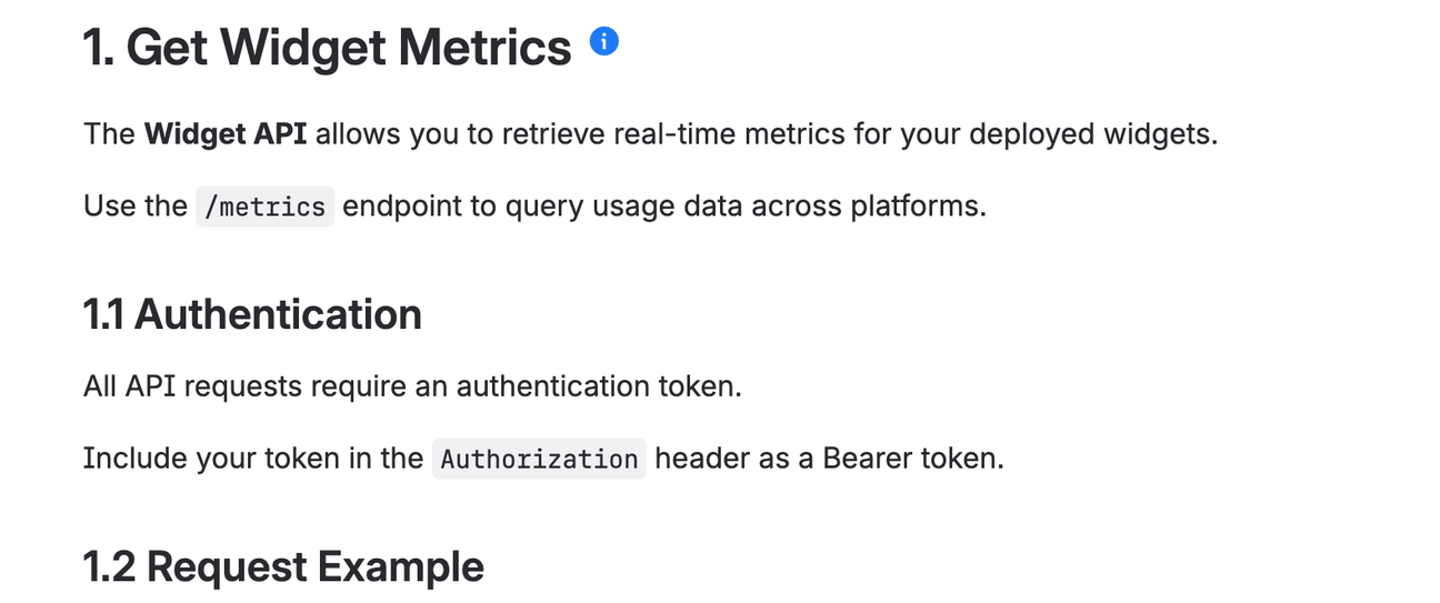 A numbered headings list on a Confluence documentation page