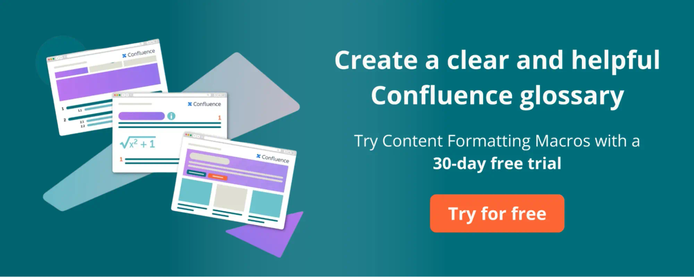 A colourful advert for a 30-day free trial of Content Formatting Macros