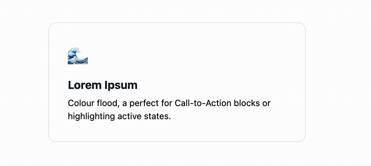The solid colour fill card, made with the HTML macro, filling up with colour on hover.