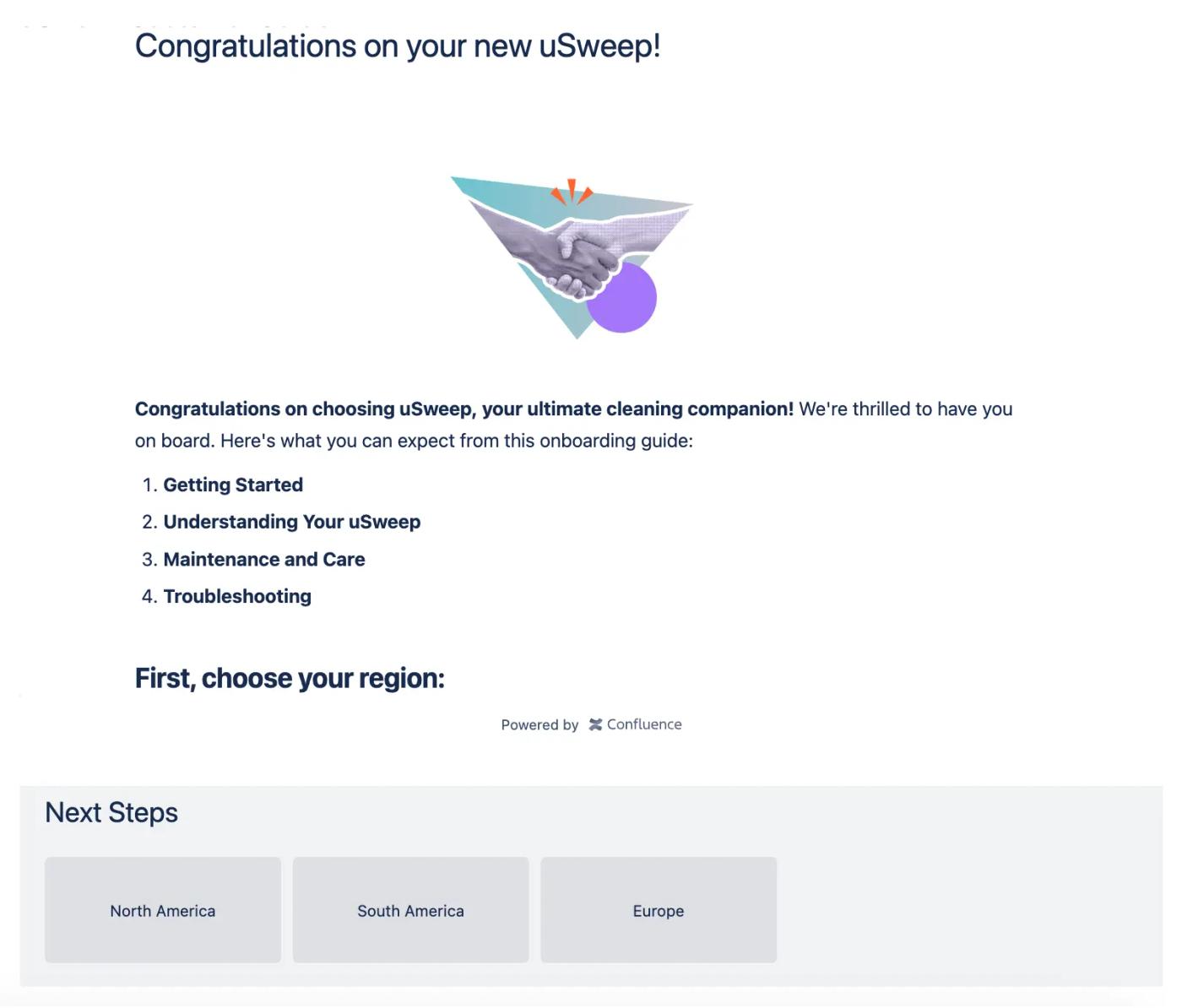 A customer onboarding guide in Confluence using Guided Pathways