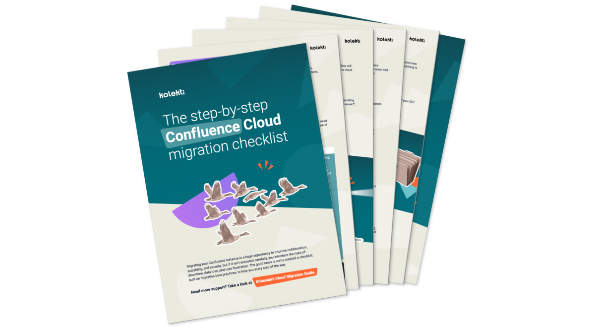 Preview of fanned out pages of the Confluence Cloud migration checklist