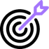 An icon of a target with a purple arrow in the bullseye