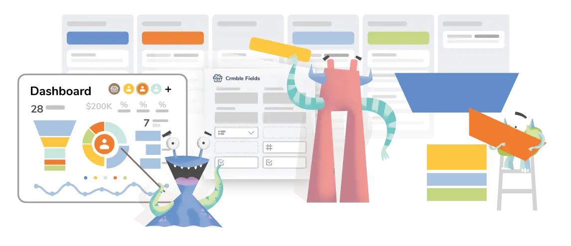 Alien mascots adding cards to a Kanban chart