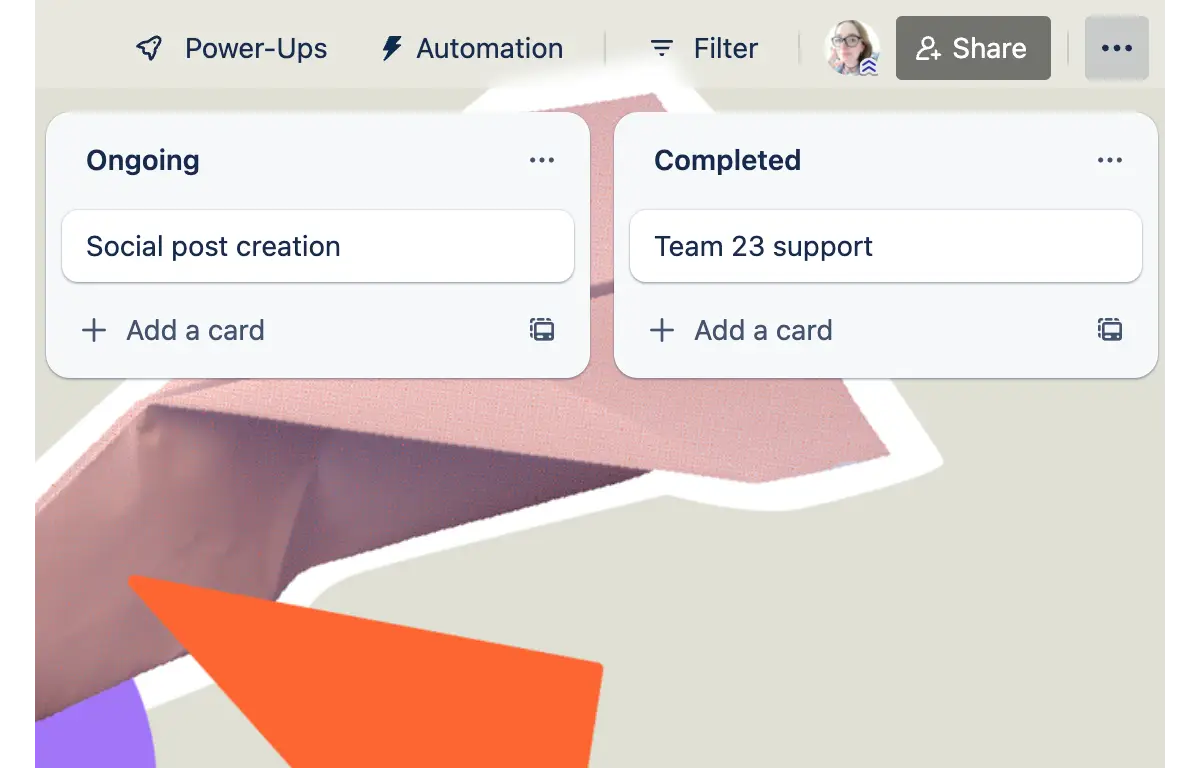 The three dots menu button on a Trello board