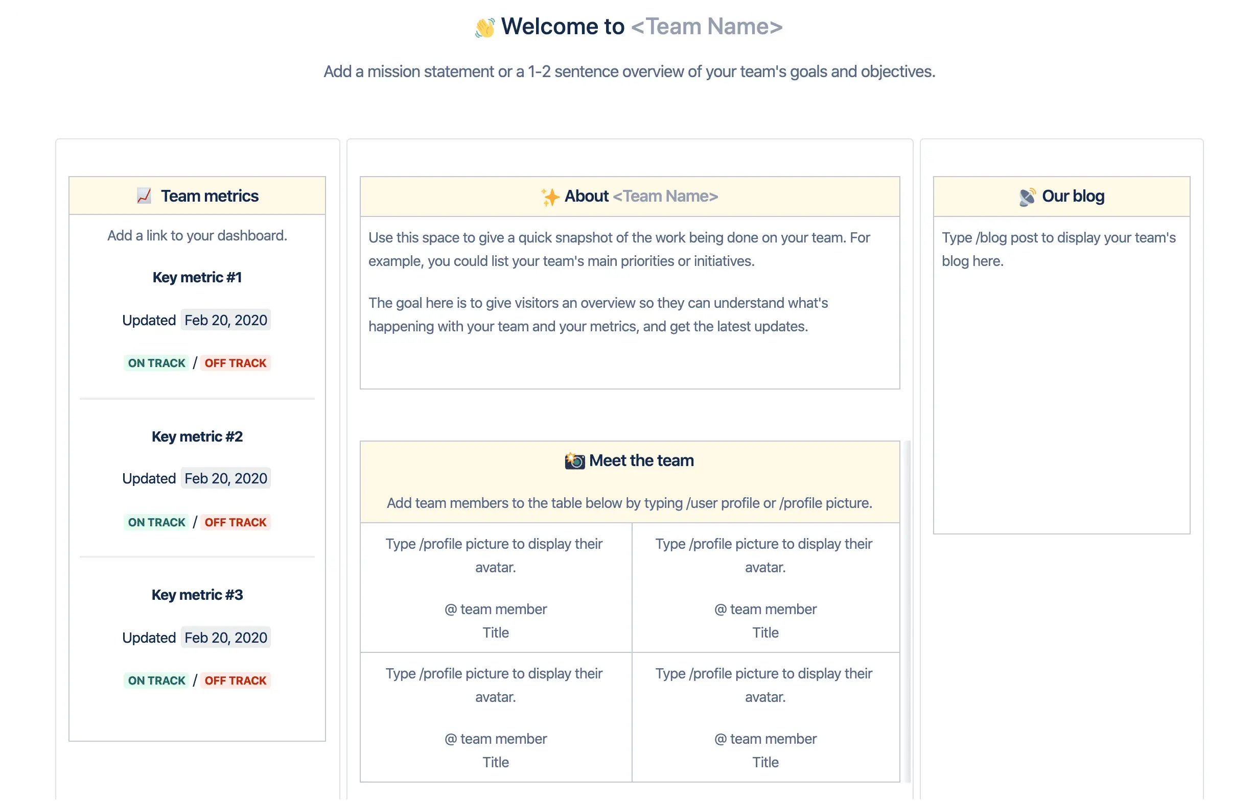 Visual links to Confluence templates to project management and strategic planning in Atlassian's template library