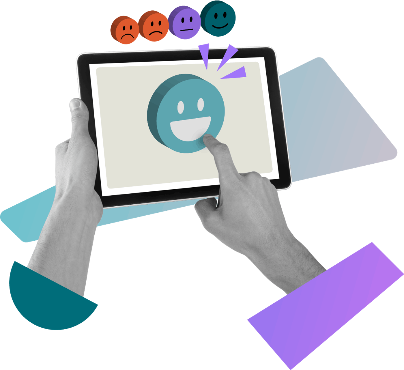 Illustration showing a review page and vouchers