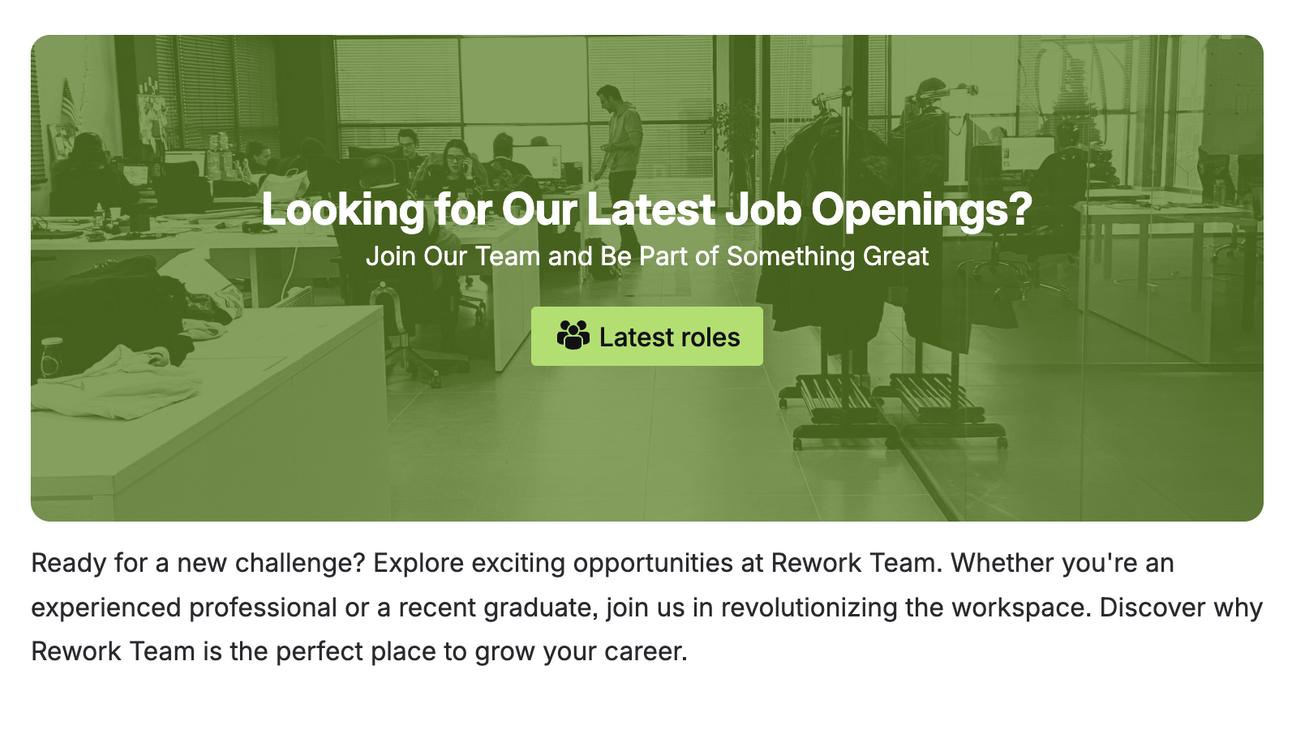 The end of the User Profiles Template, showing a call to action for a vacancies page.