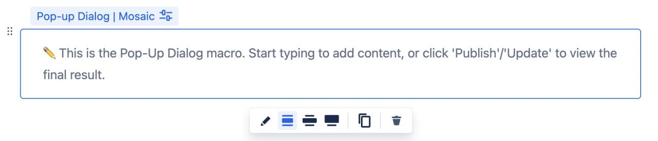 A screenshot of the placeholder Pop-up Dialog macro