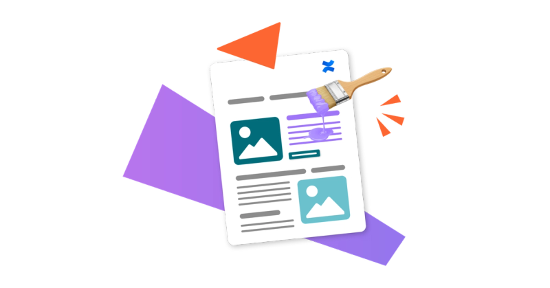 A paintbrush dripping purple paint over text on a Confluence page