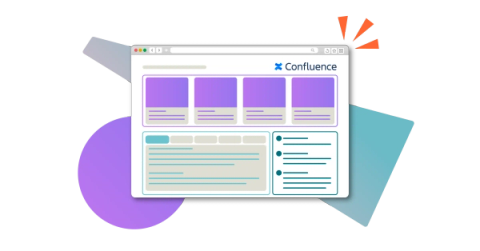 A Confluence page divided into multiple sections on a stylised background