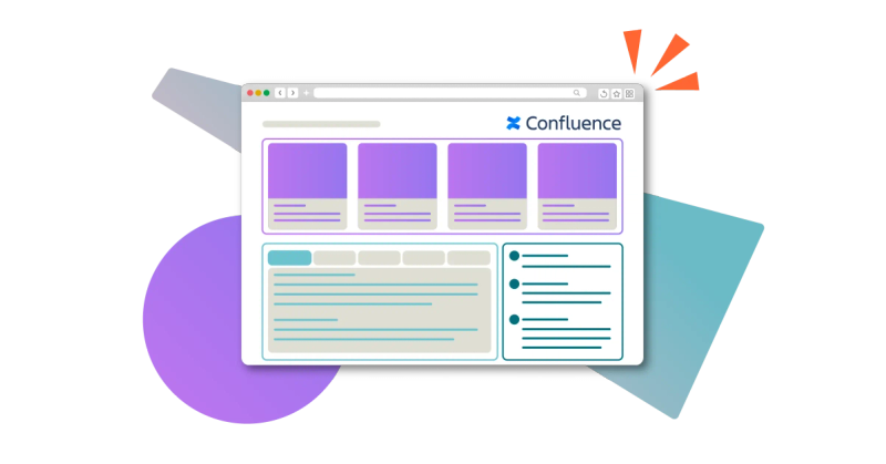 A Confluence page divided into multiple sections on a stylised background