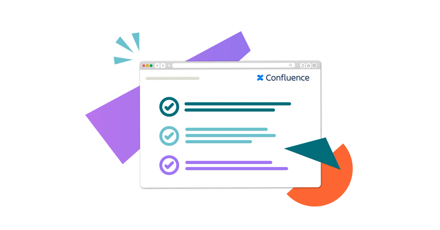 A stylised Confluence page with a completed checklist