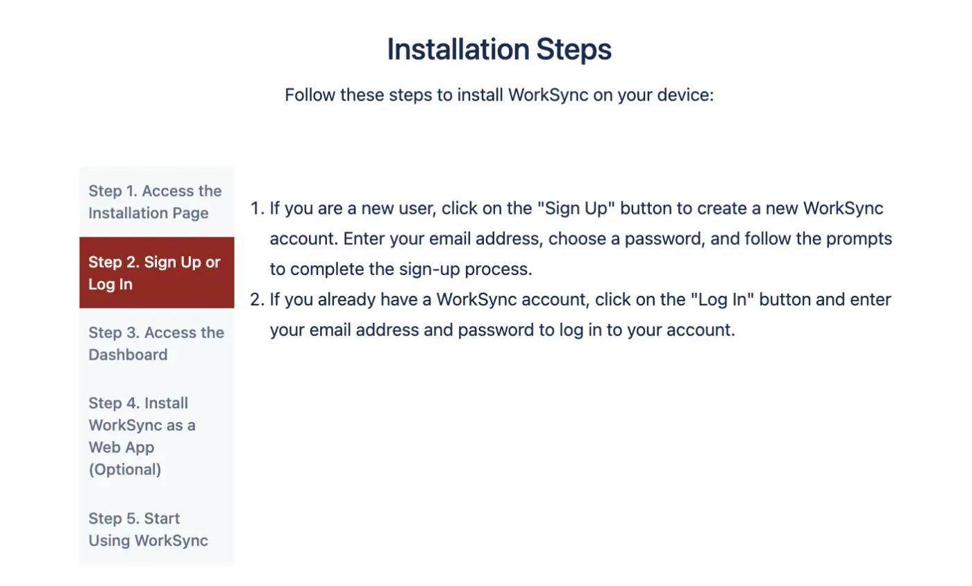 Installation steps in tabs on a documentation template page in Confluence