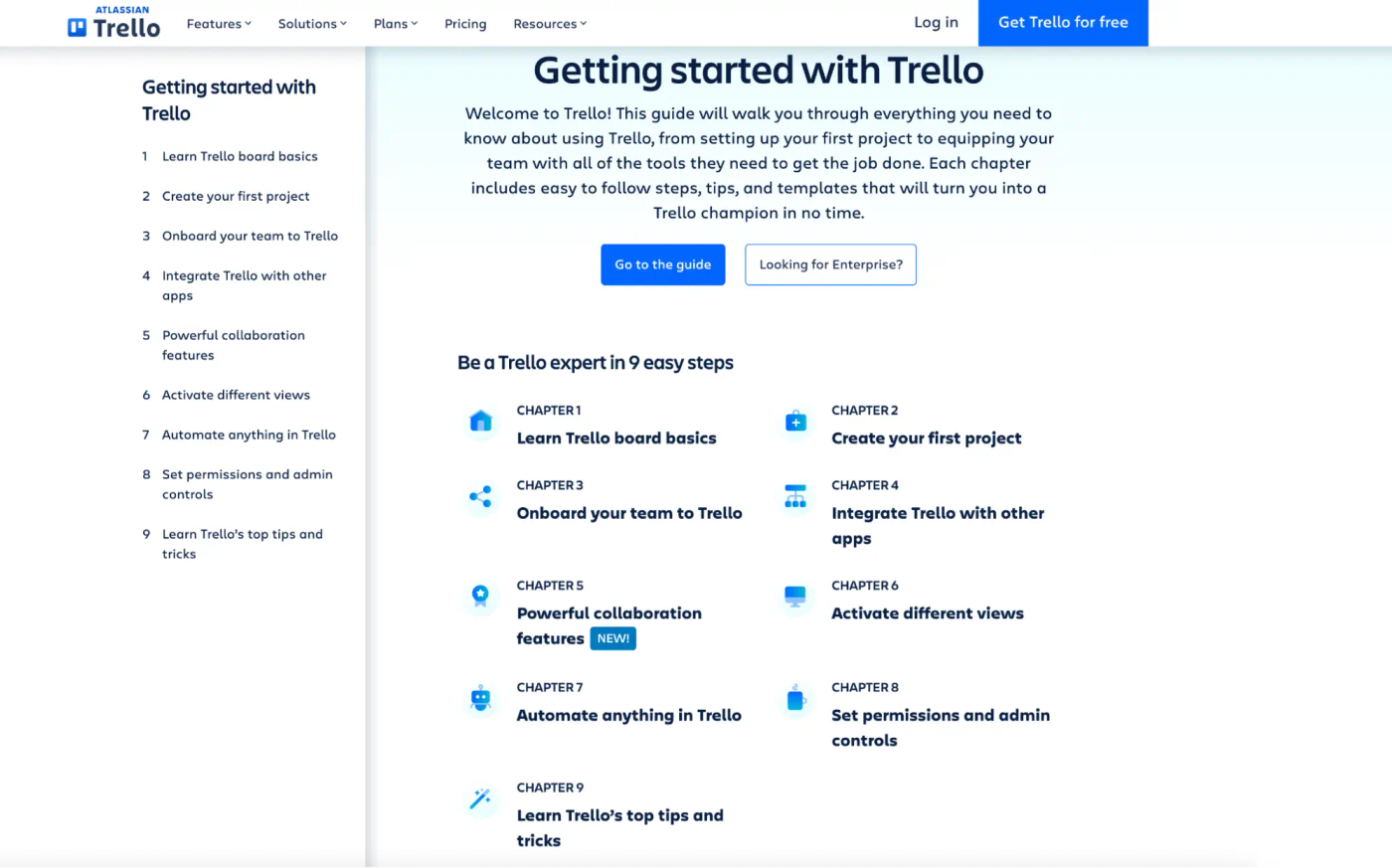 A Trello knowledge base containing step-by-step guides