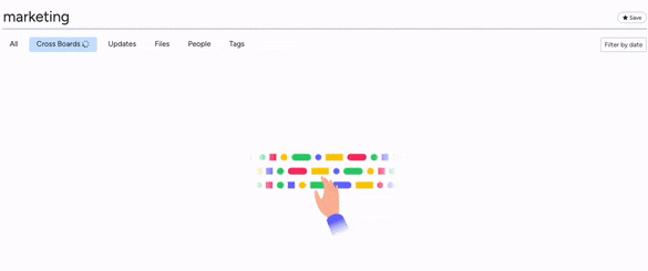 A gif showing the monday.com search results loading screen