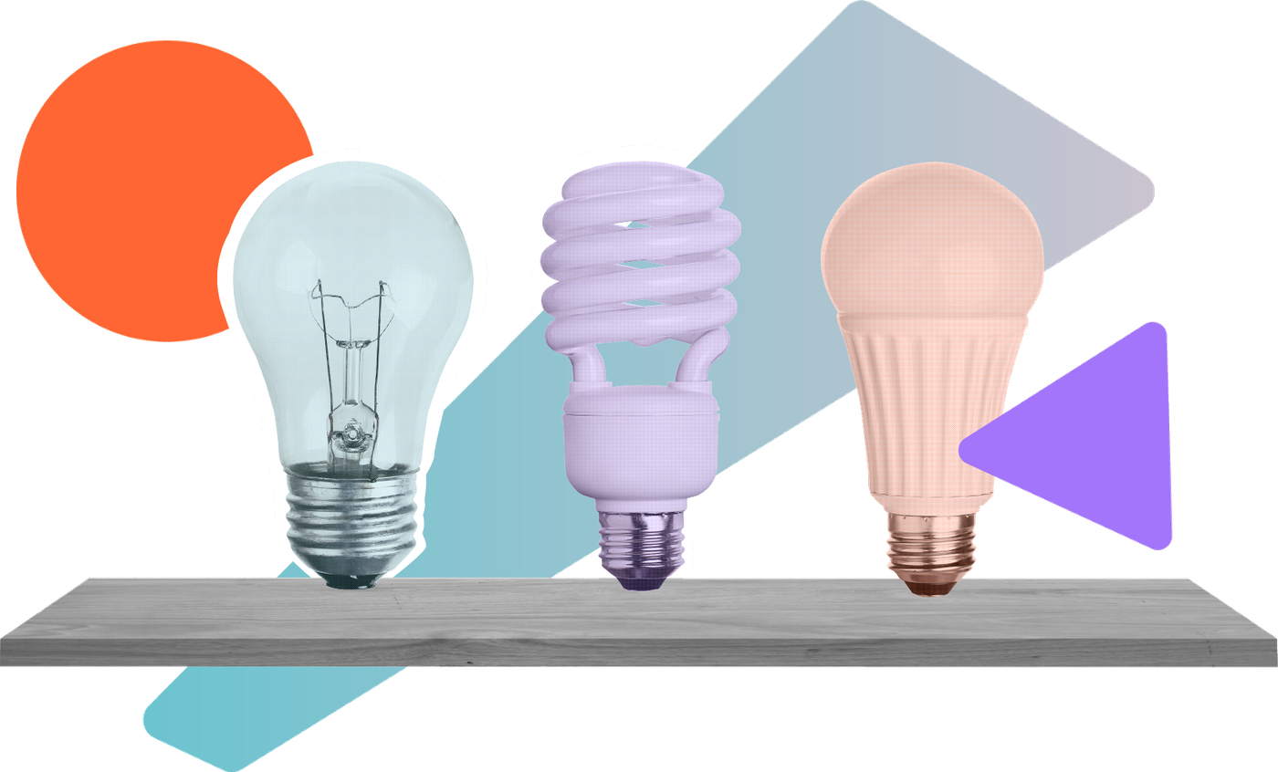 Lightbulbs on a shelf