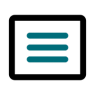An icon of a box containing teal coloured lines of text