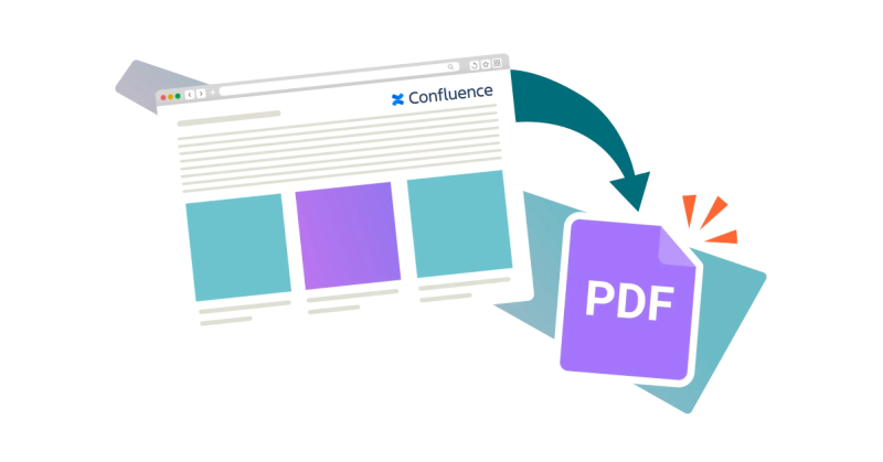 A Confluence page being exported as a PDF on a stylised background