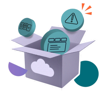 Icons depicting macros emerging from an open box with a cloud