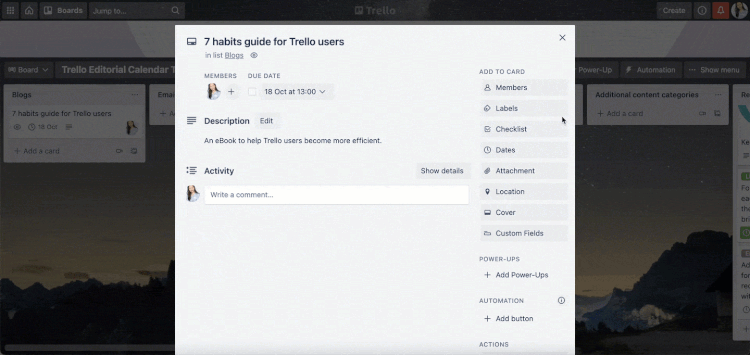 A gif showing how to label cards in Trello
