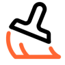 An icon of a broom with orange bristles