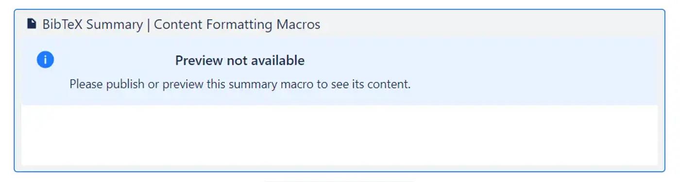 An image of the BibTeX Summary macro placeholder