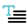 An icon of a paragraph with a giant blue letter T