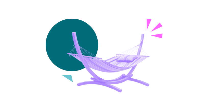 A light purple hammock on a stylised background