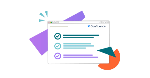 A Confluence page with a series of checked boxes on a stylised background