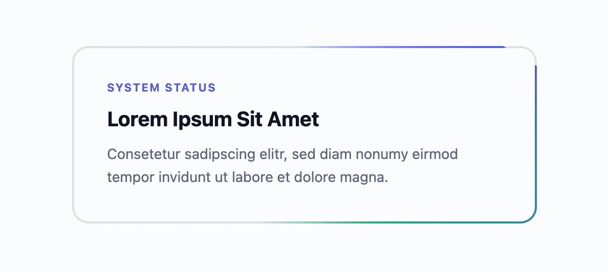 The rotating light border card, showing an illusion of light moving around the border of a card.