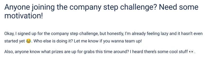A Confluence page with text asking others for motivation