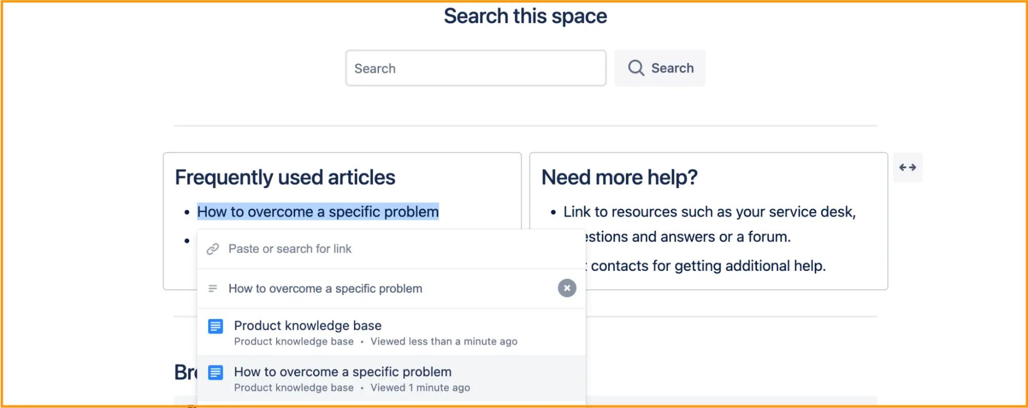 A screenshot of a Confluence space with a list of popular articles