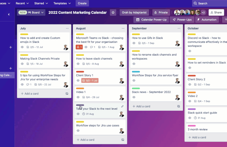 A gif showing Trello's Kanban view