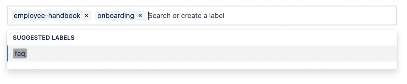 Screenshot of the Confluence label creation dialog box