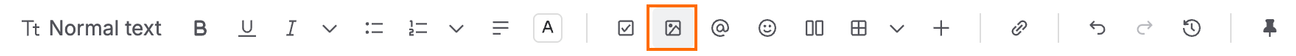 The Confluence toolbar with an orange circle highlight the image icon