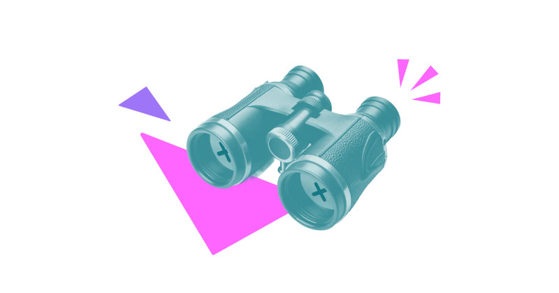 A pair of binoculars on a stylised background