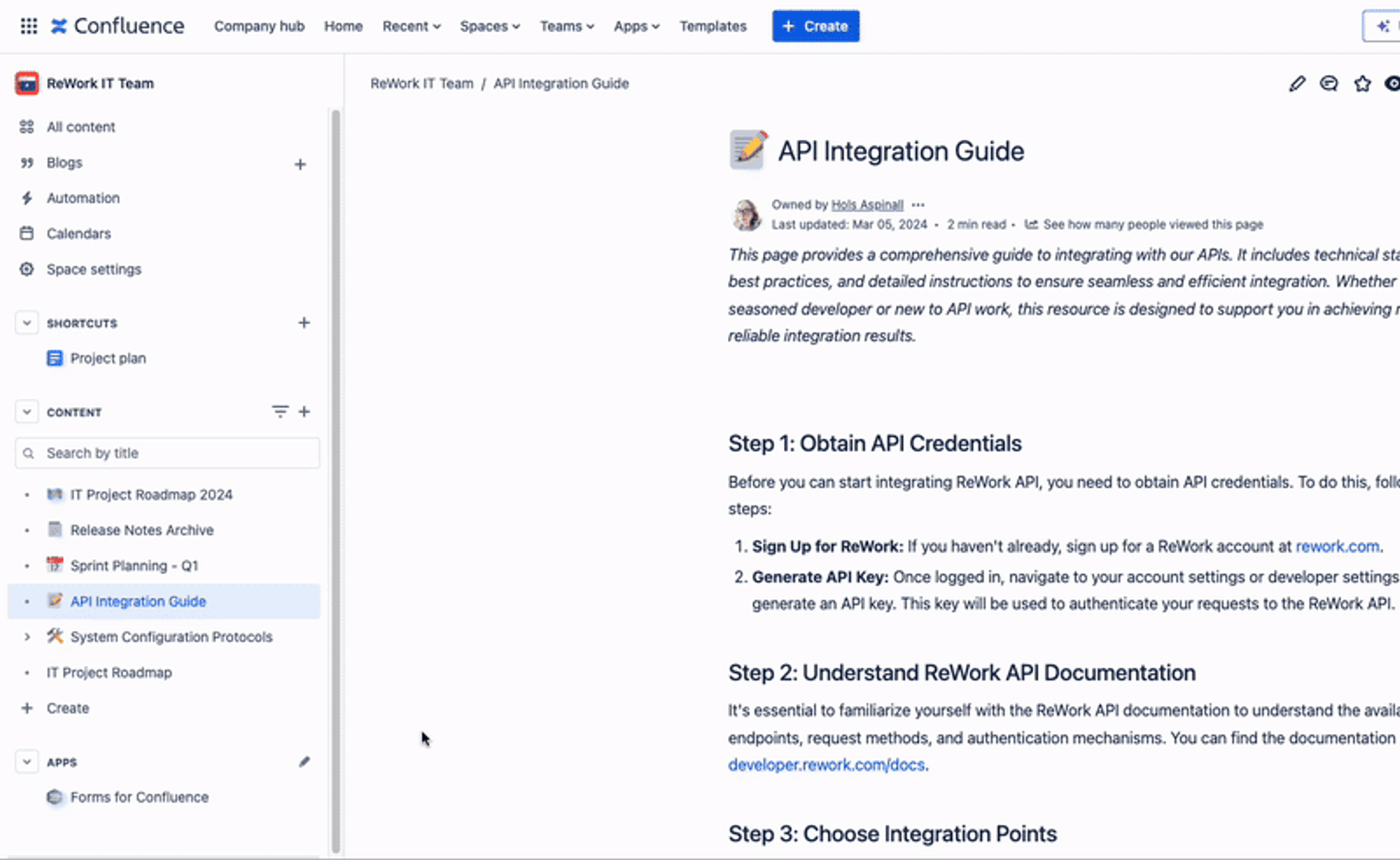 A gif showing the steps to move a Confluence page to a new space