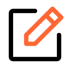 An icon of an orange pencil writing on a black note