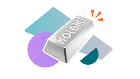 Kolekti logo embossed on a platinum bullion 