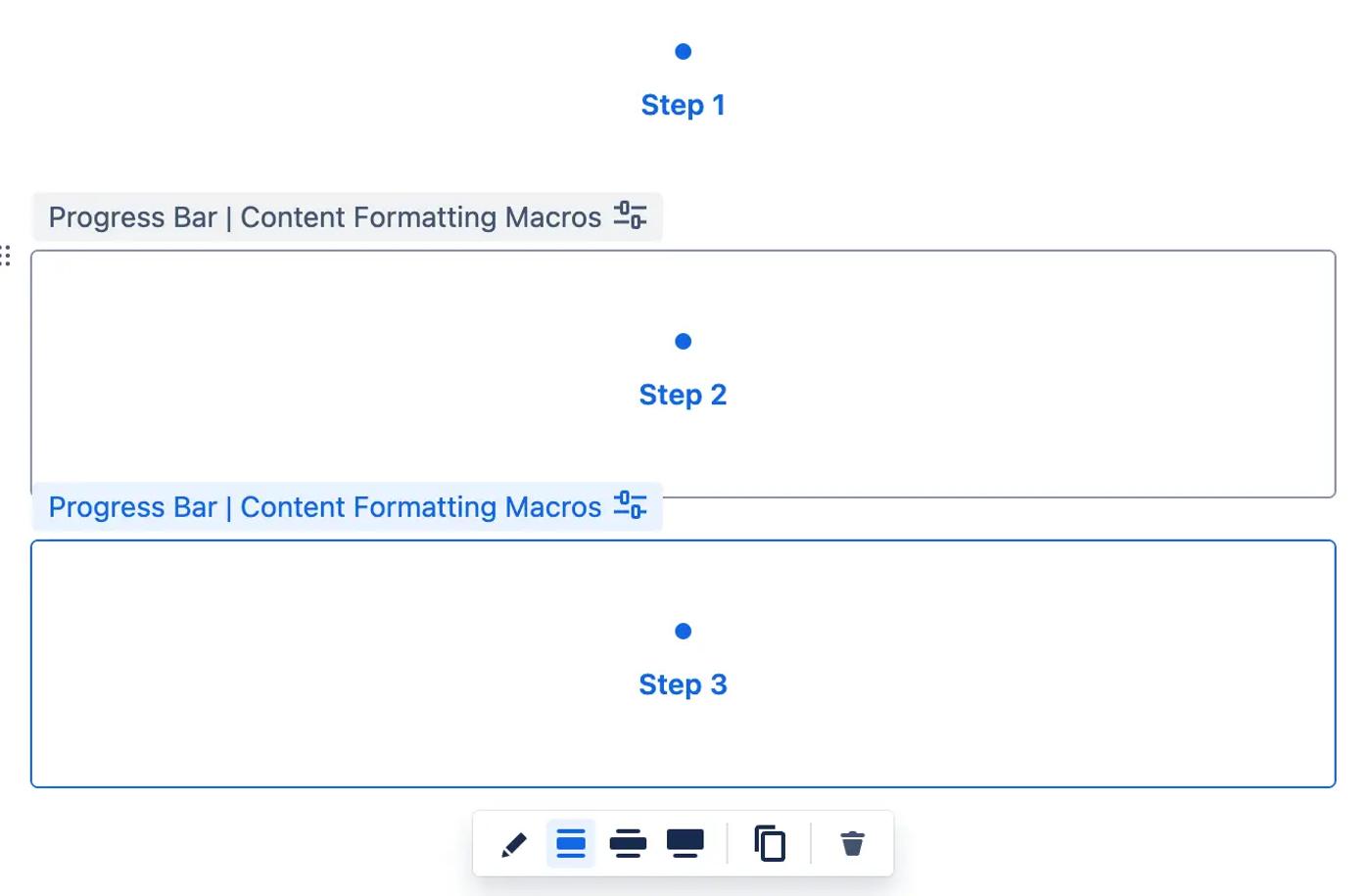 Three Progress Bar macros on a Confluence page