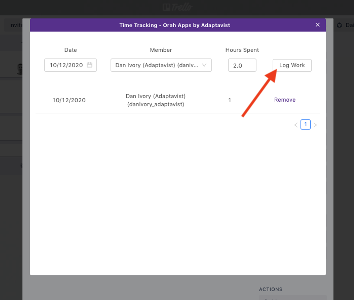 The Time Tracking window in Trello