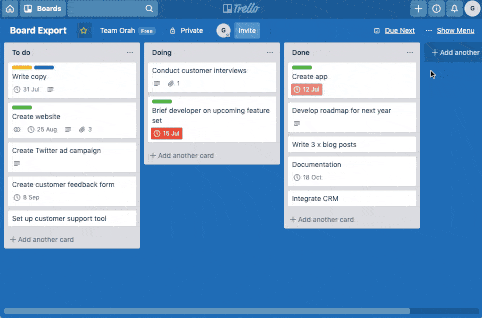 Due next for Trello demonstration