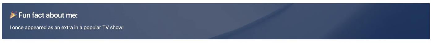 The 'Fun fact about me' section of Mosaic's Team Profiles example page in Confluence.