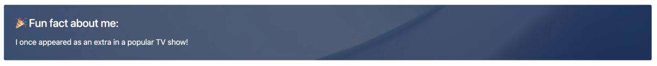 The 'Fun fact about me' section of Mosaic's Team Profiles example page in Confluence.