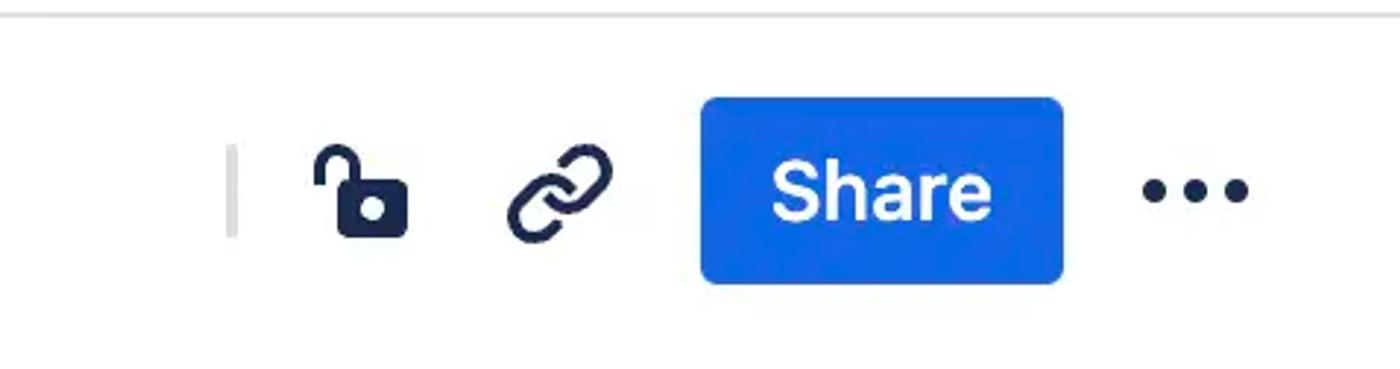 The Share button on a Confluence page