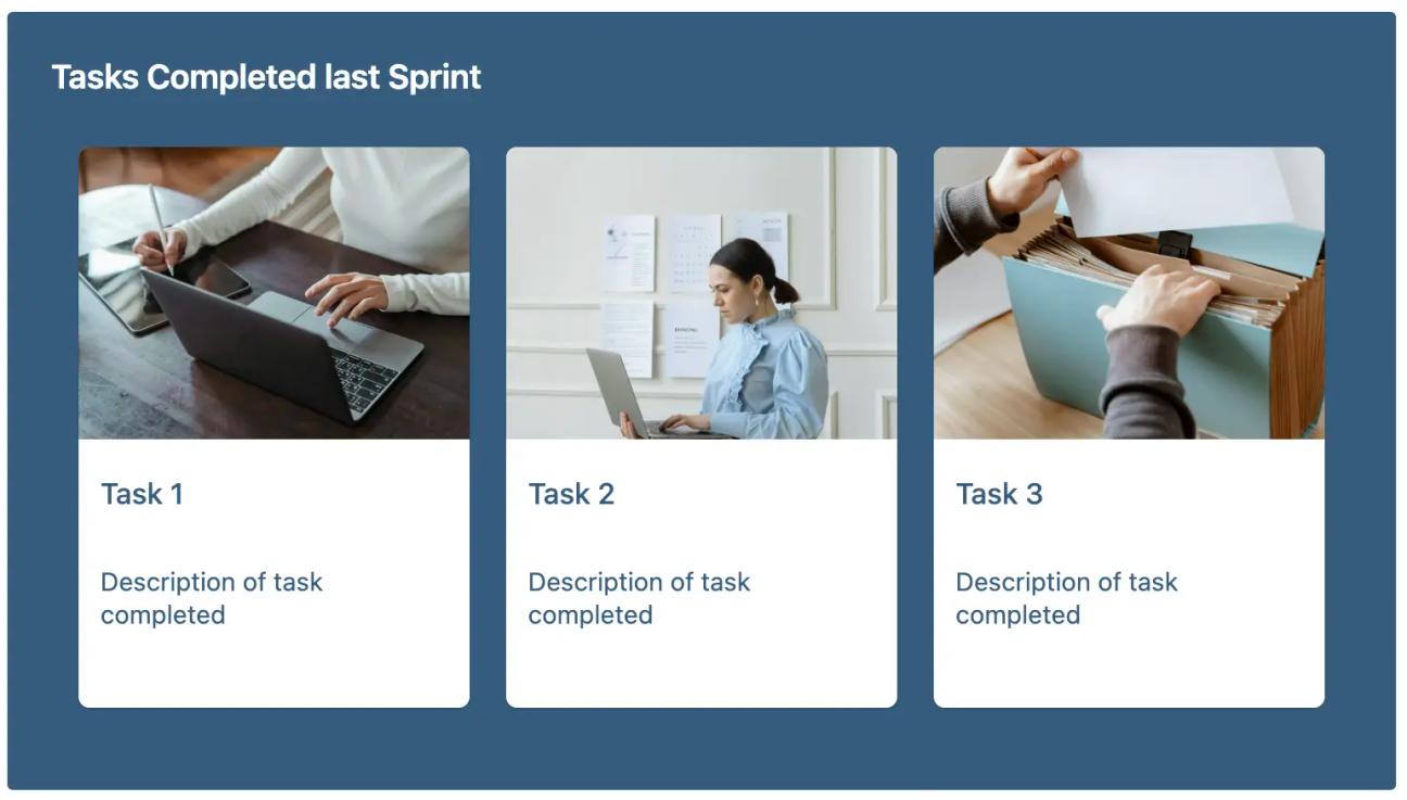 The recap section of the Sprint Plan Template for Confluence showing previous achievements