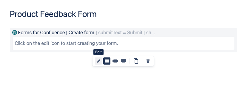 The Forms for Confluence macro in the page editor